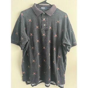Polo Ralph Lauren Men's Navy and Burgundy Polo-shirts Large
